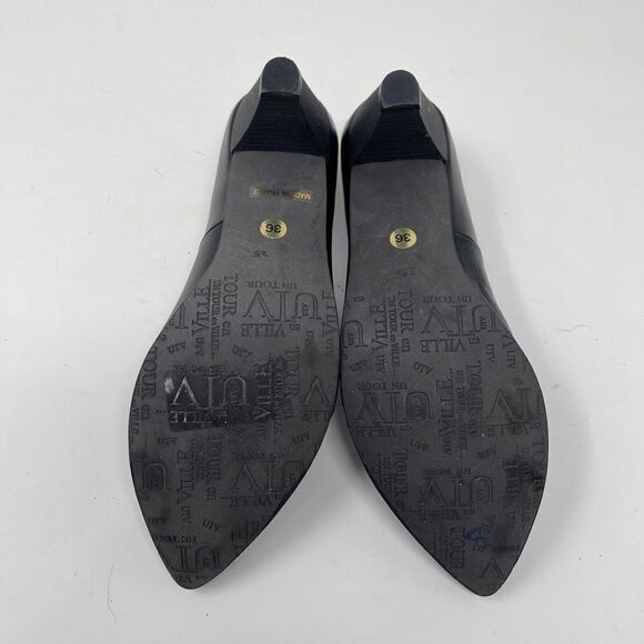 Un Tour En Ville Women's Slip On Pointed Heeled Shoes Black Leather EU 36 - Picture 6 of 9